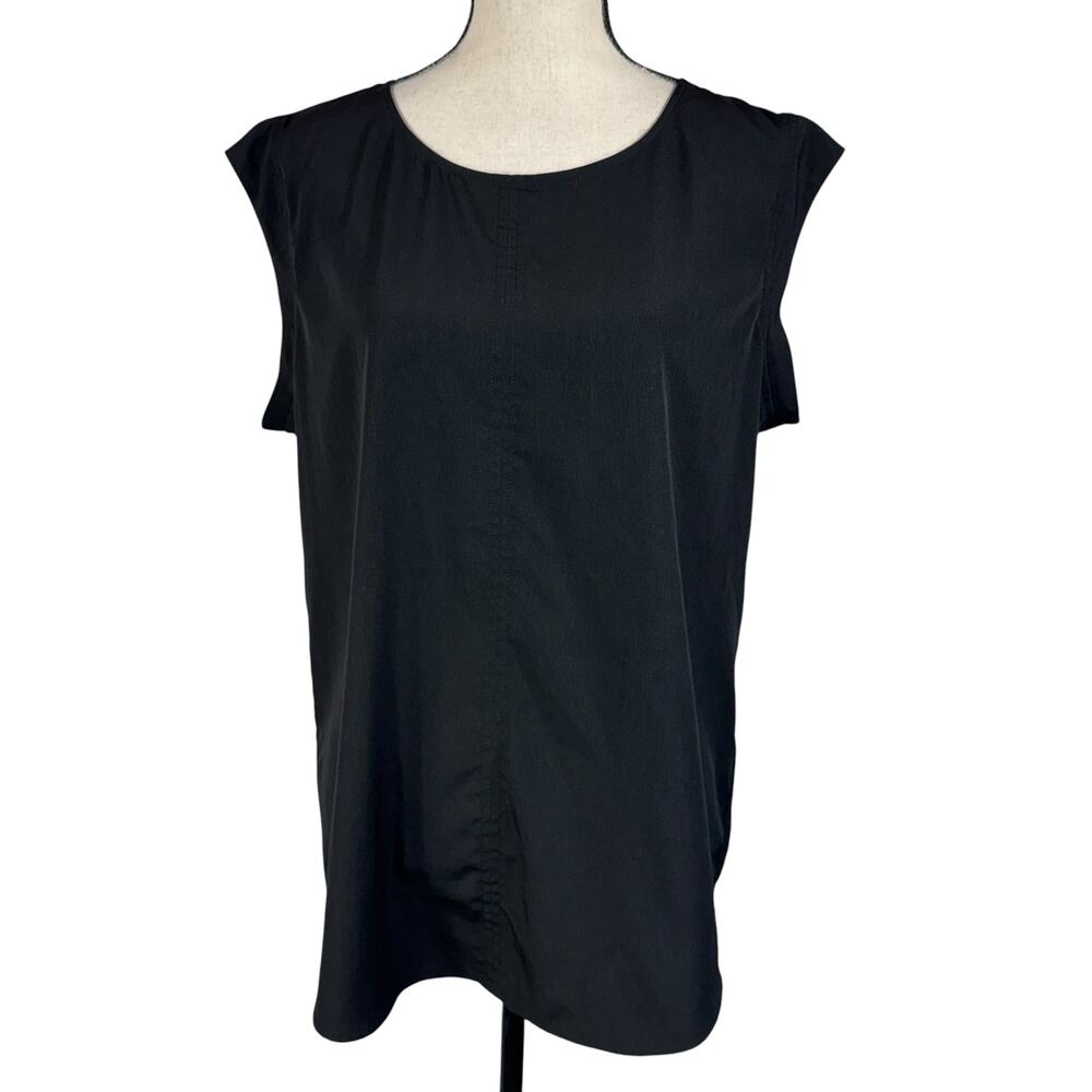 Chico's SZ 2 (Large) Top Cap Sleeve Round Neck Pullover Hi-Low Hem Lightweight